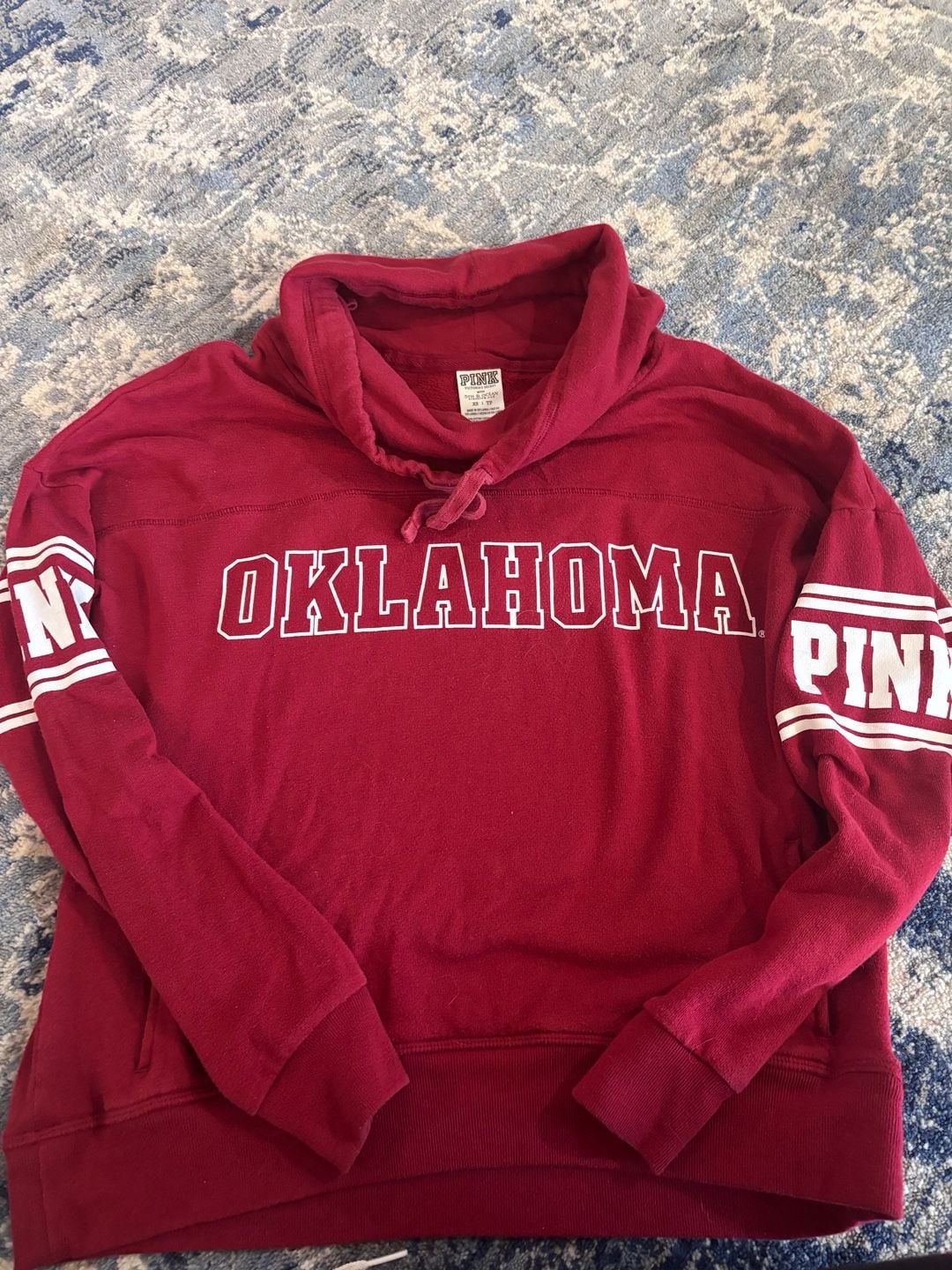 Pink Victoria's Secret Oklahoma Sweatshirt Size XS Red Funnel Neck 2