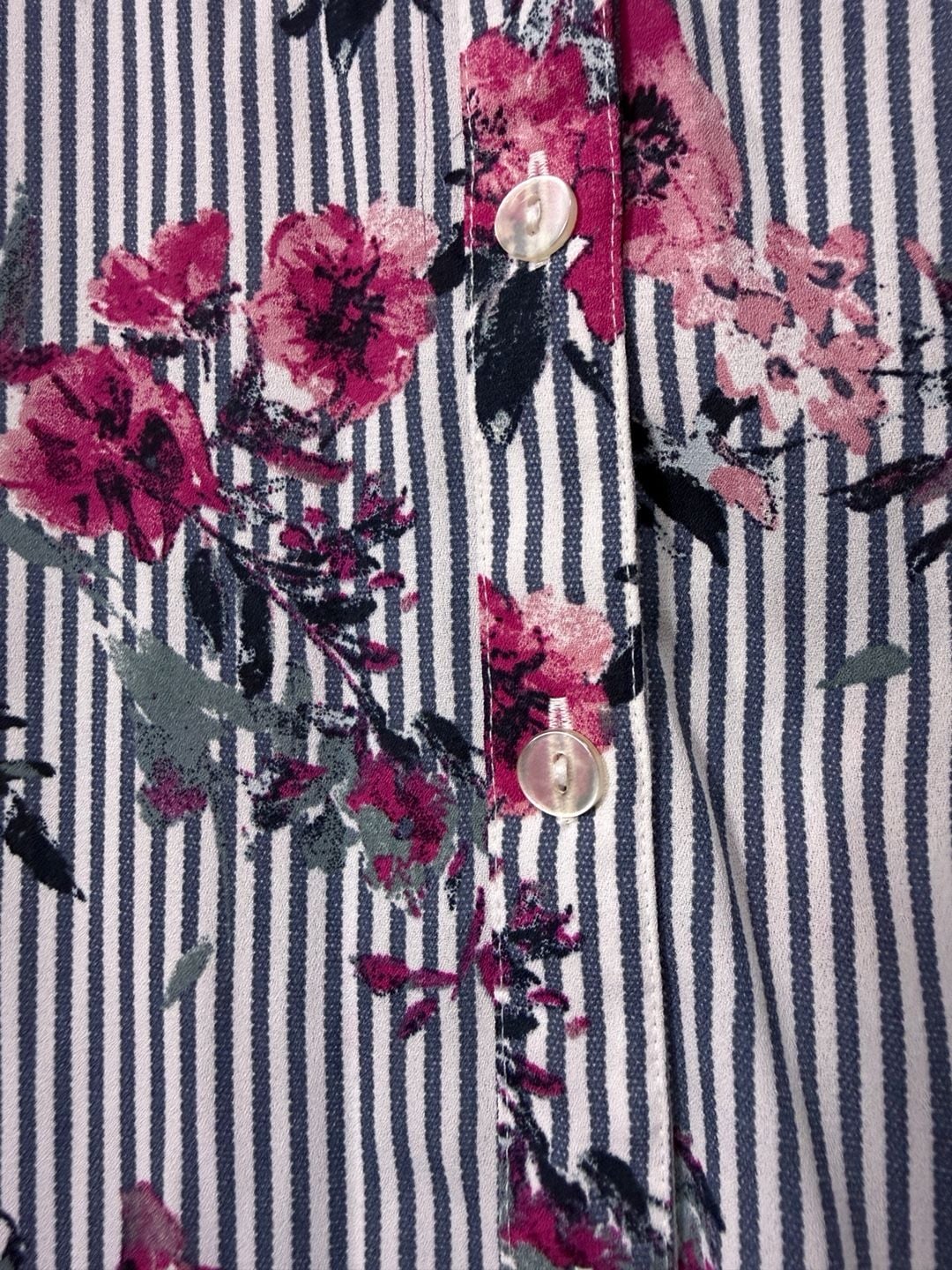 Unbranded Striped Floral Button Down Blouse 6
