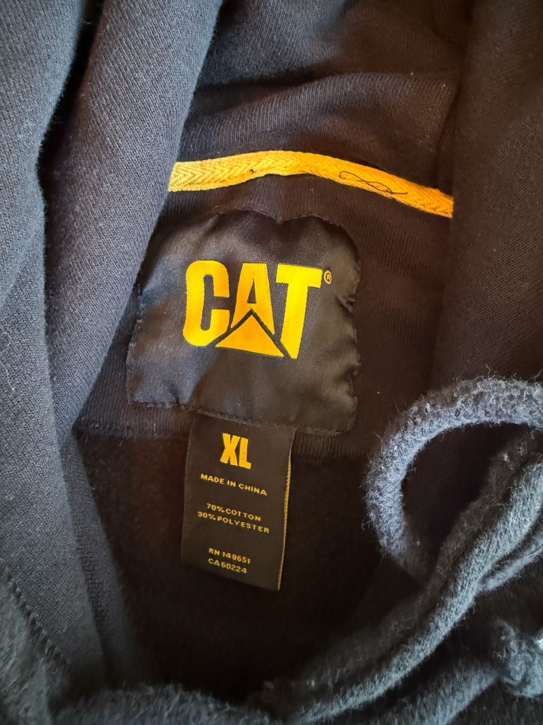 Caterpillar CAT Hoodie Size XL Black Embroidered Logo Pullover Sweatshirt 4