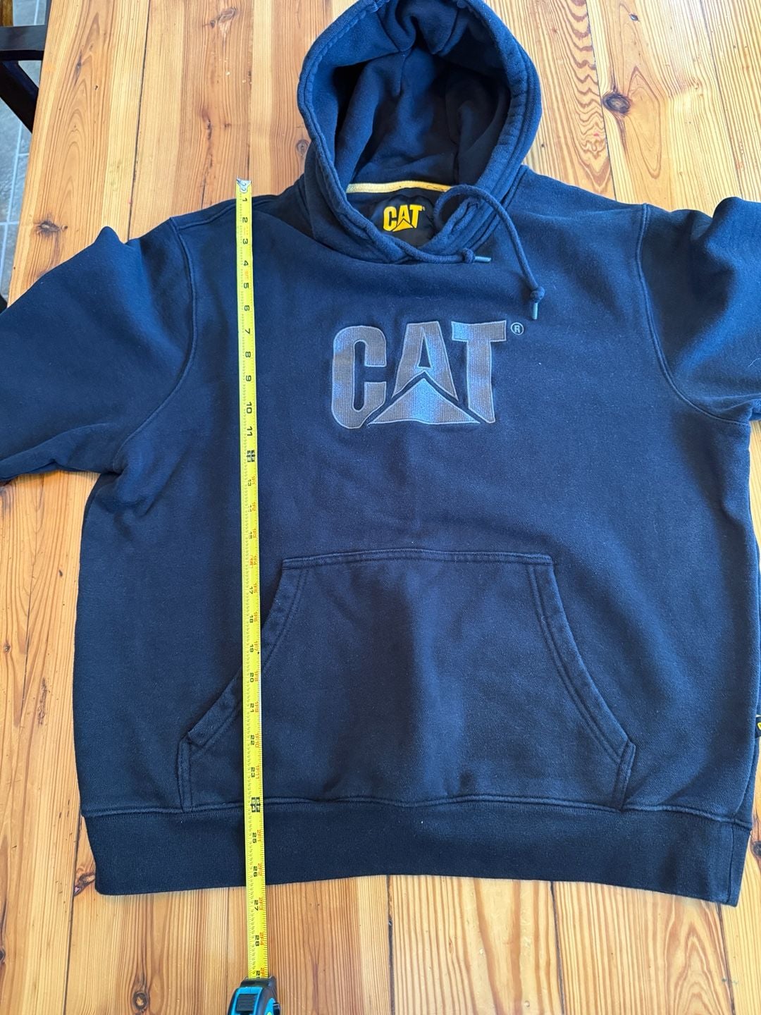 Caterpillar CAT Hoodie Size XL Black Embroidered Logo Pullover Sweatshirt 7