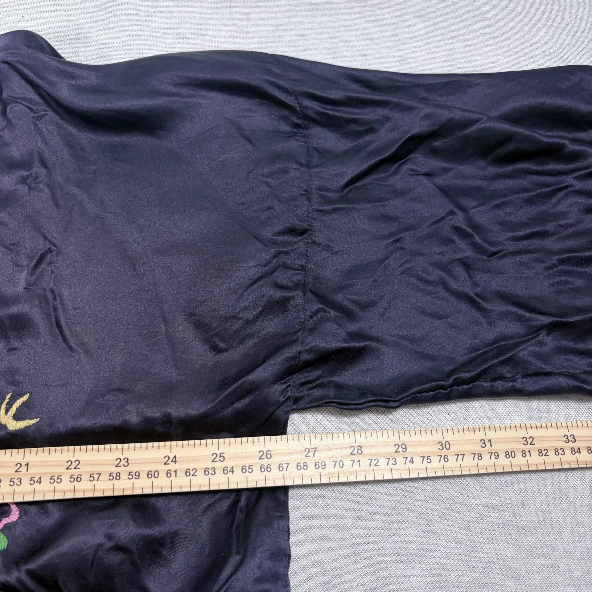 Vintage Golden Dragon Silk Robe Jacket Hand Embroidered Black Short Kimono Sz M 6