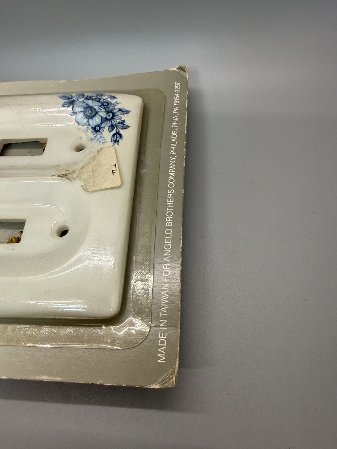 Angelo Ceramic Blue Floral Switch Plate Covers Lot of 2 NIP 1988 Cottage NOS Vtg 13