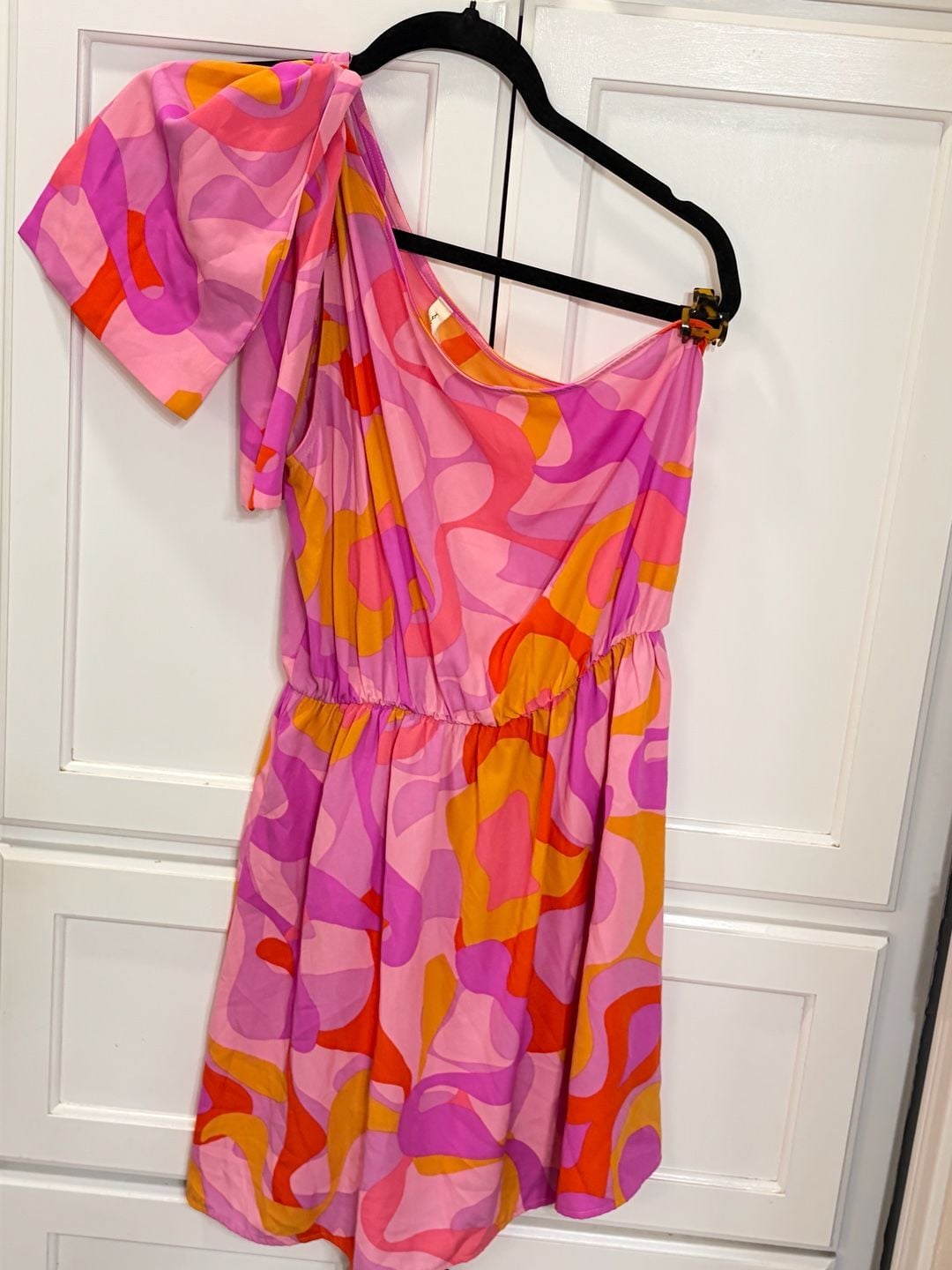Tyche One Shoulder Mini Dress Large Retro Psychedelic Mod Swirl Y2K 4