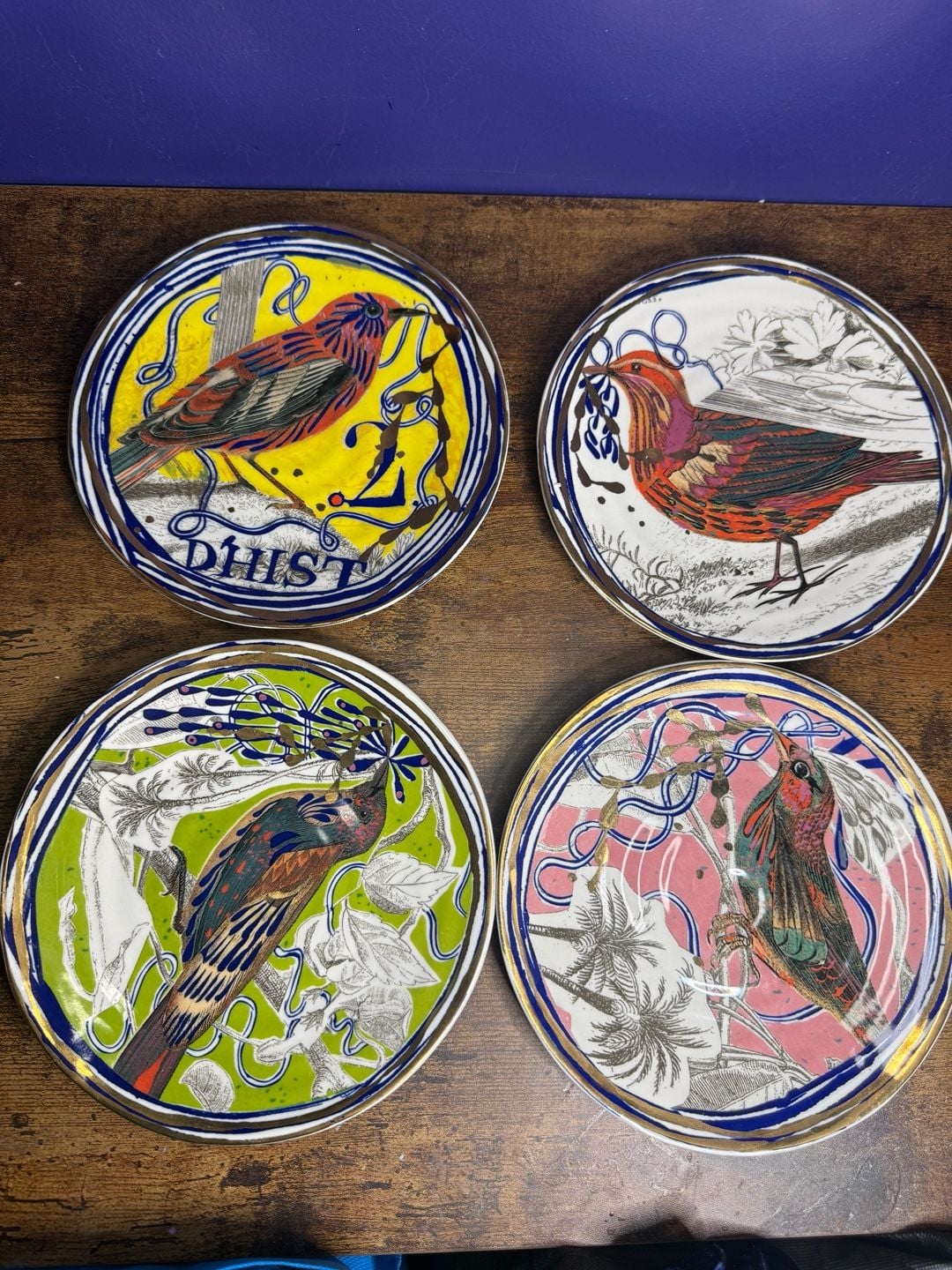 Anthropologie Ryan Hoffmann Bird Salad Plates Set Of 4 1