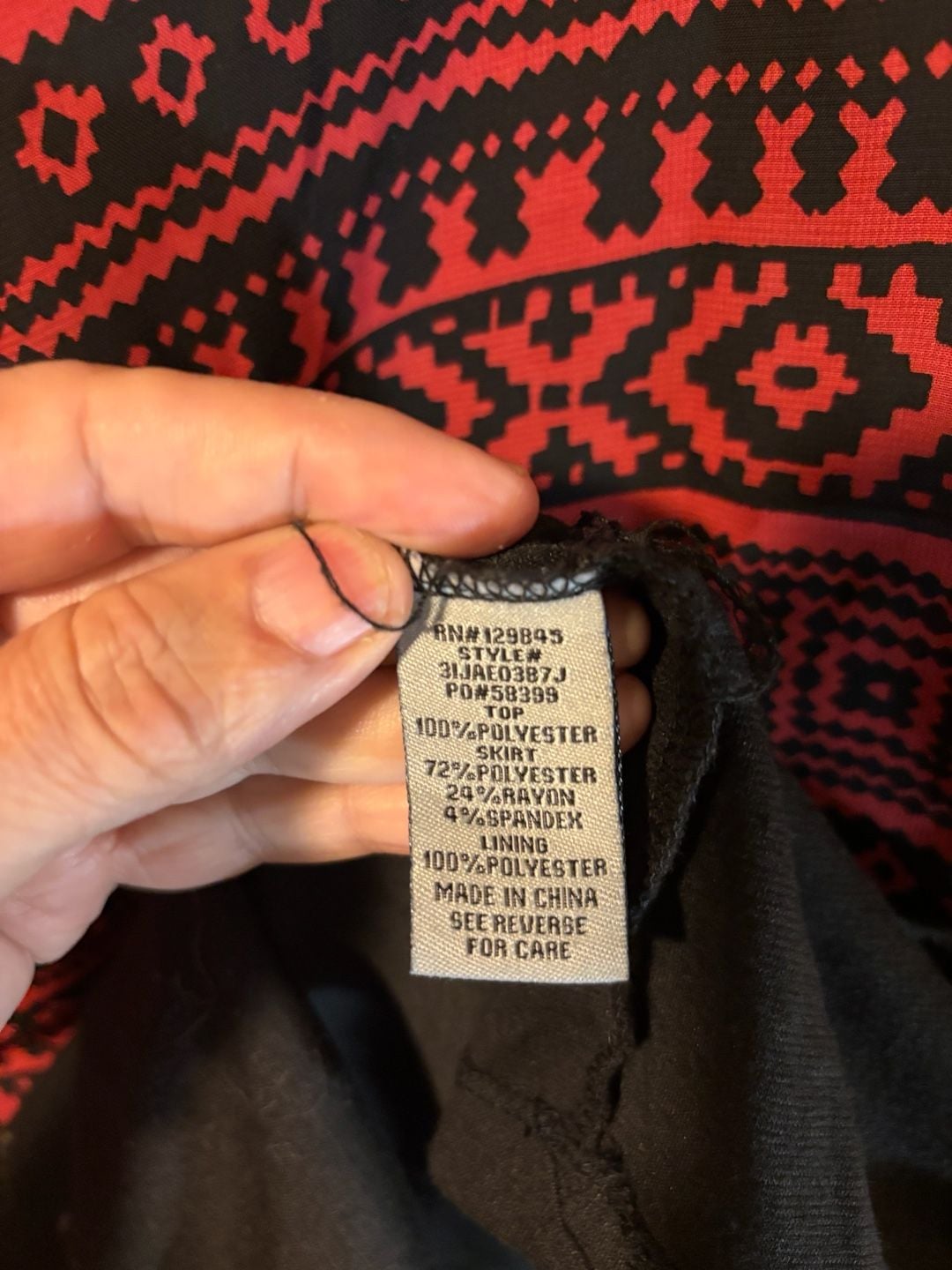 bailey/girl Dress Size XL Red Black Aztec Print Cold Shoulder Overlay 7