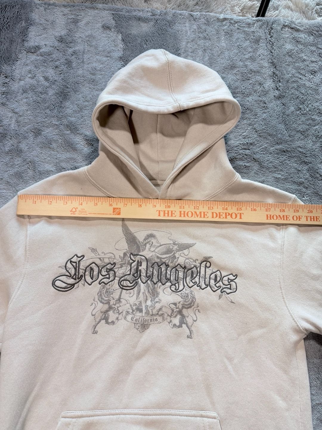 Eighty Eight Brand Los Angeles Hoodie Size Small Beige Graphic Pullover 4