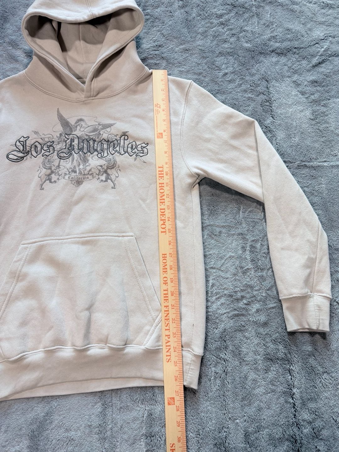 Eighty Eight Brand Los Angeles Hoodie Size Small Beige Graphic Pullover 5
