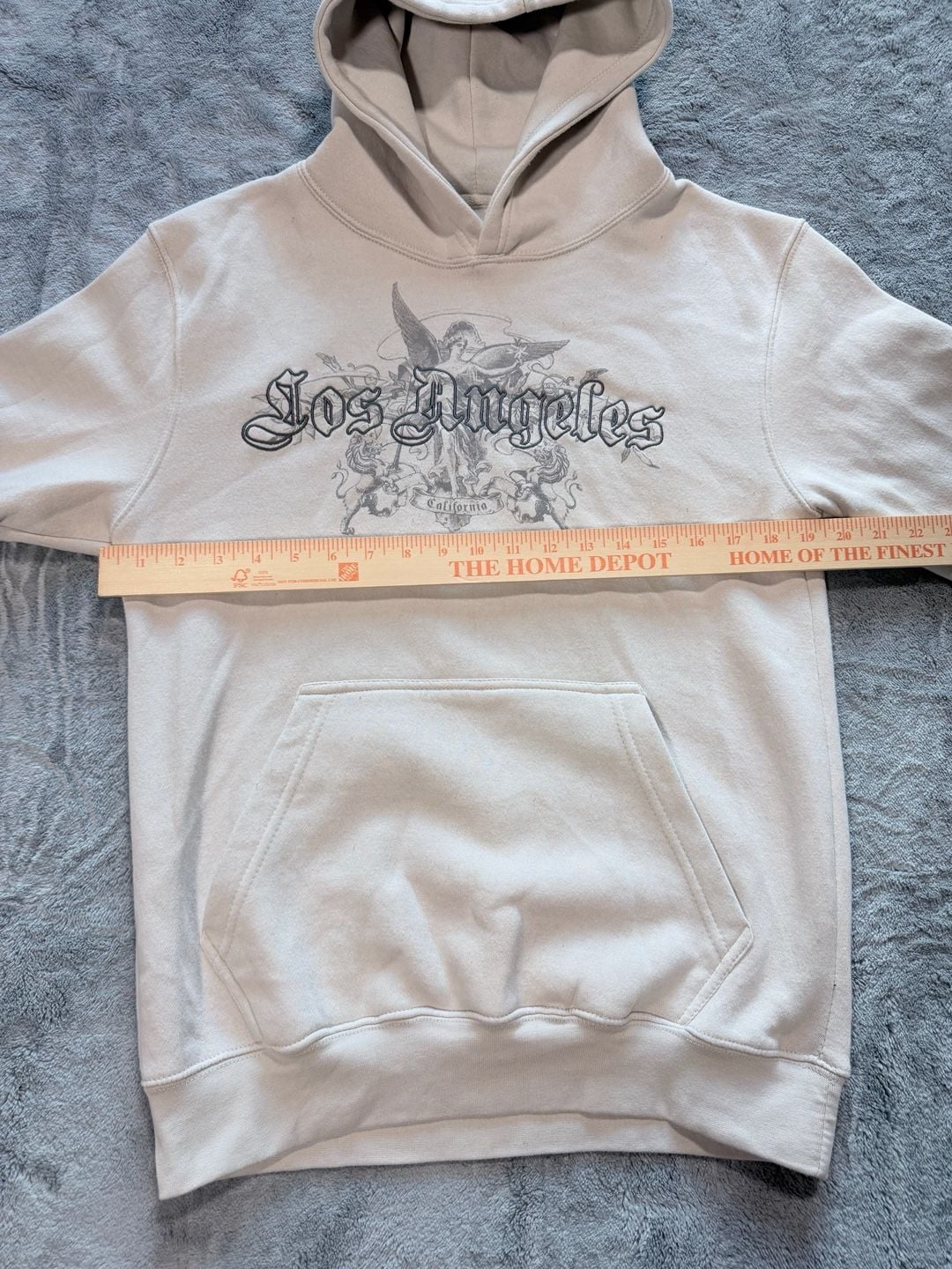Eighty Eight Brand Los Angeles Hoodie Size Small Beige Graphic Pullover 6