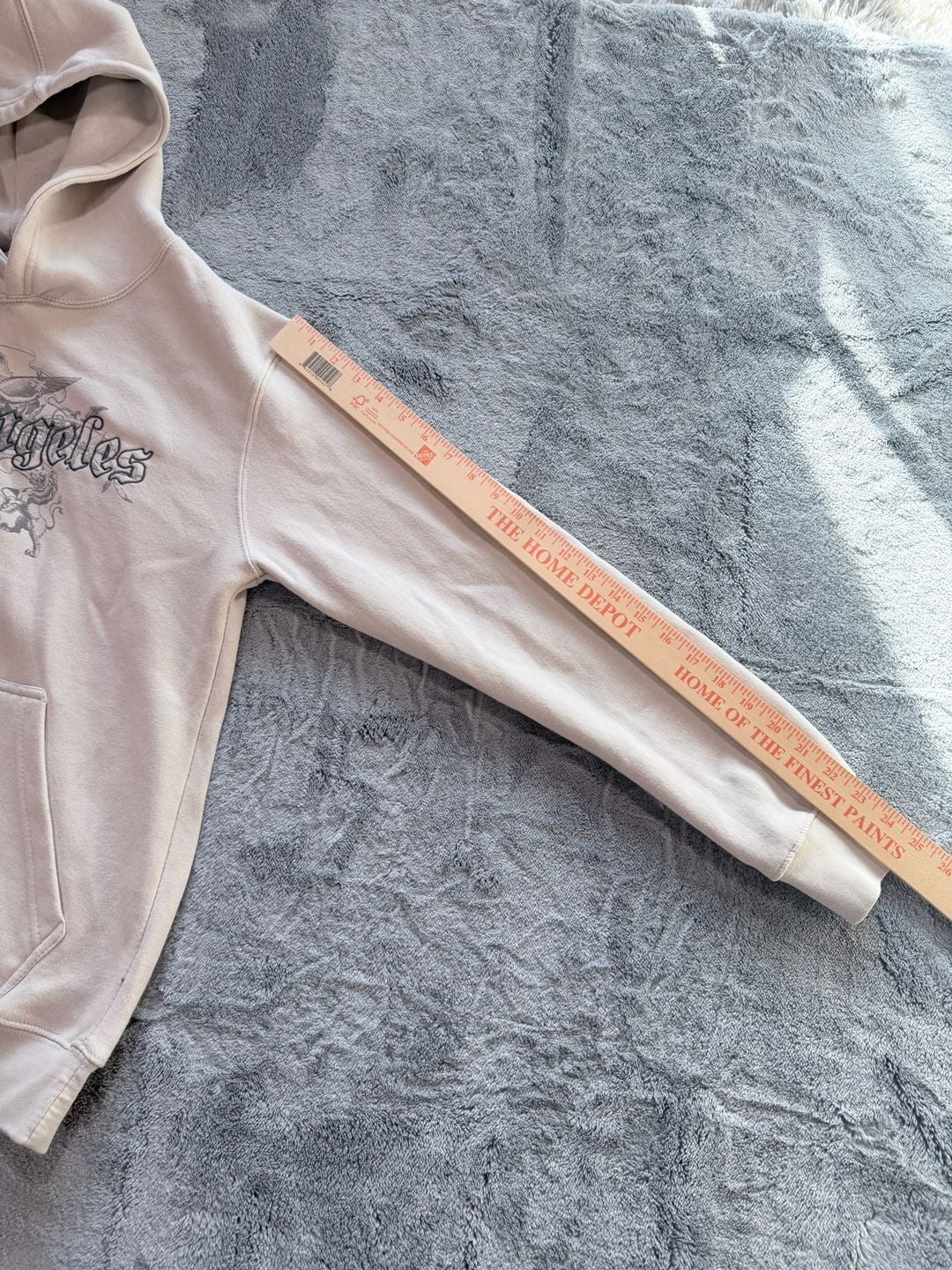 Eighty Eight Brand Los Angeles Hoodie Size Small Beige Graphic Pullover 7