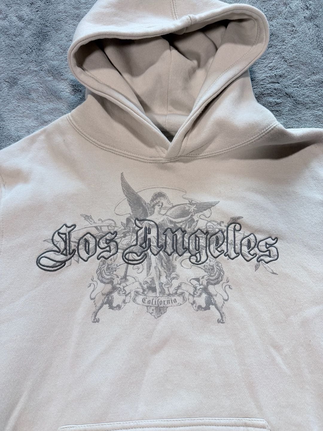 Eighty Eight Brand Los Angeles Hoodie Size Small Beige Graphic Pullover 8