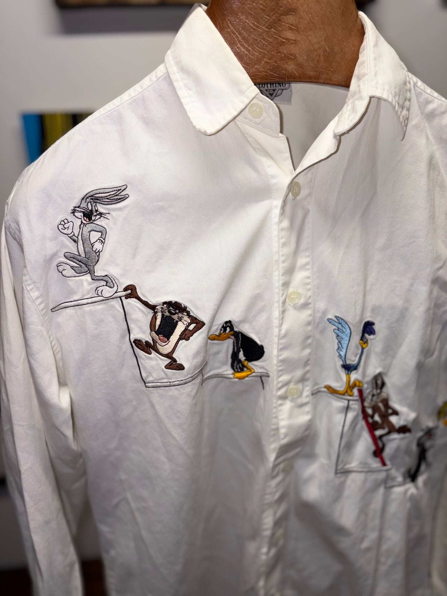 1994 Acme Vintage Looney Tunes Embroidered Long Sleeve Button Down Shirt XS 2