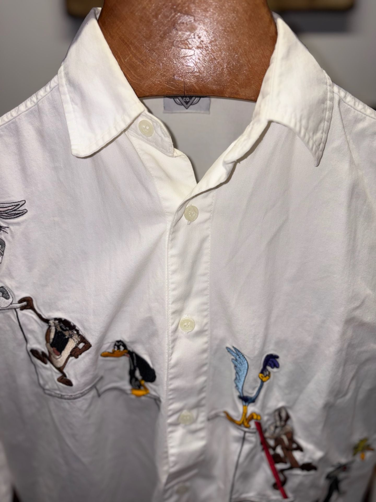 1994 Acme Vintage Looney Tunes Embroidered Long Sleeve Button Down Shirt XS 8