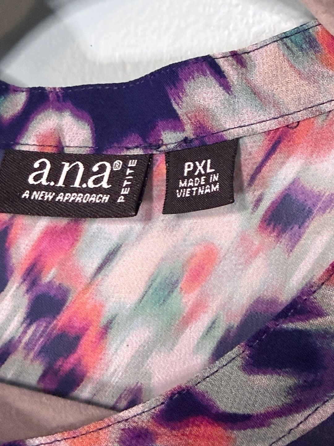 A.N.A A New Approach Blouse PXL Petite Multi Color Abstract 7