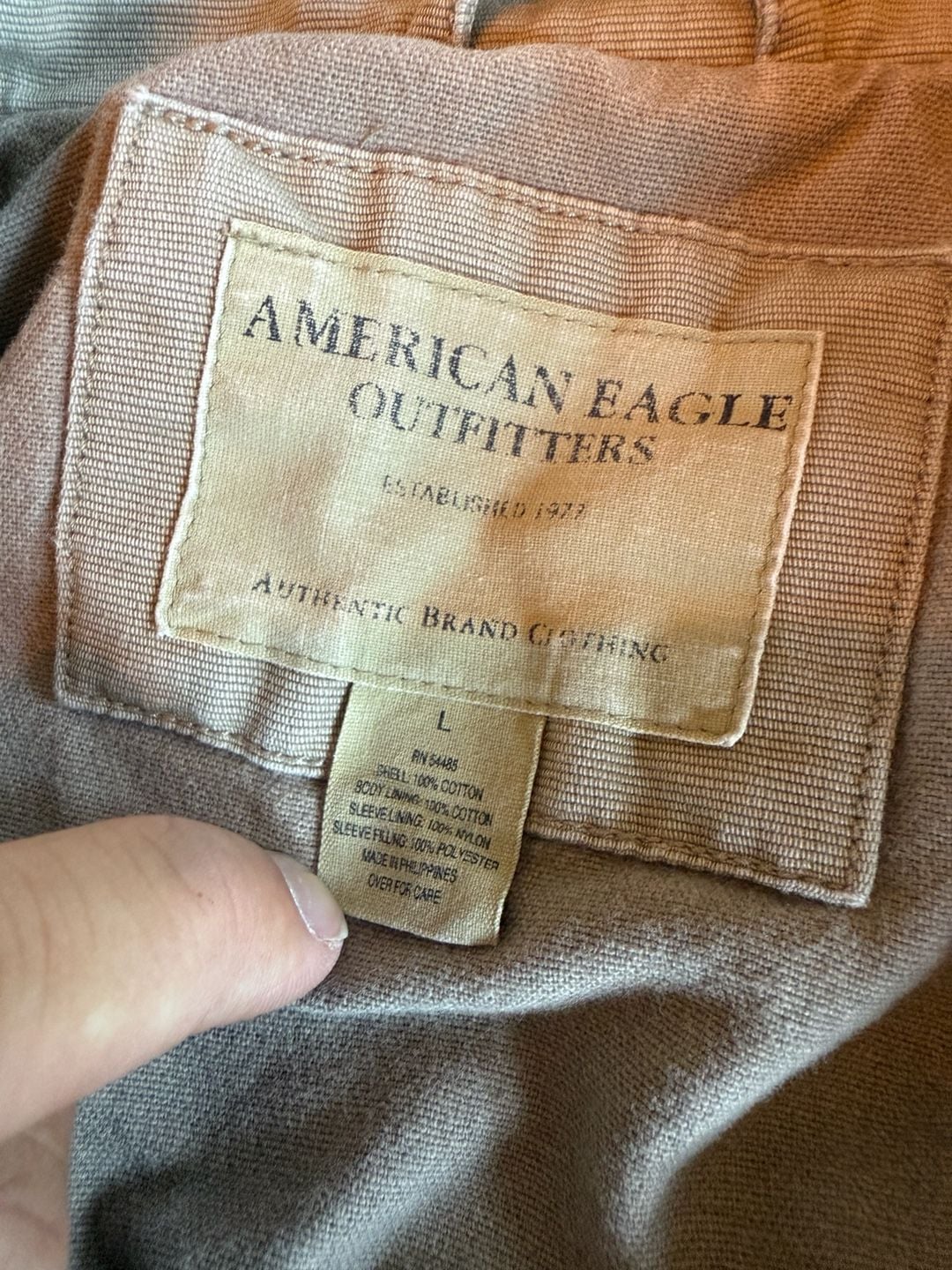 American Eagle Outfitters Canvas Jacket Size L Tan Utility Workwear 4