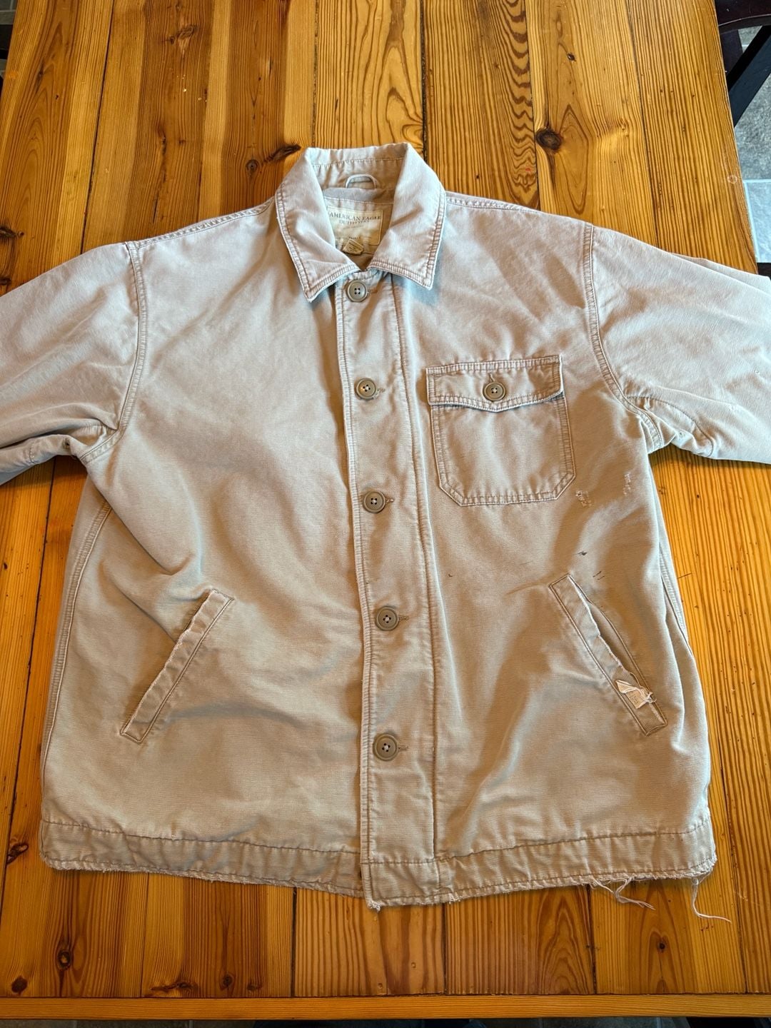 American Eagle Outfitters Canvas Jacket Size L Tan Utility Workwear 5
