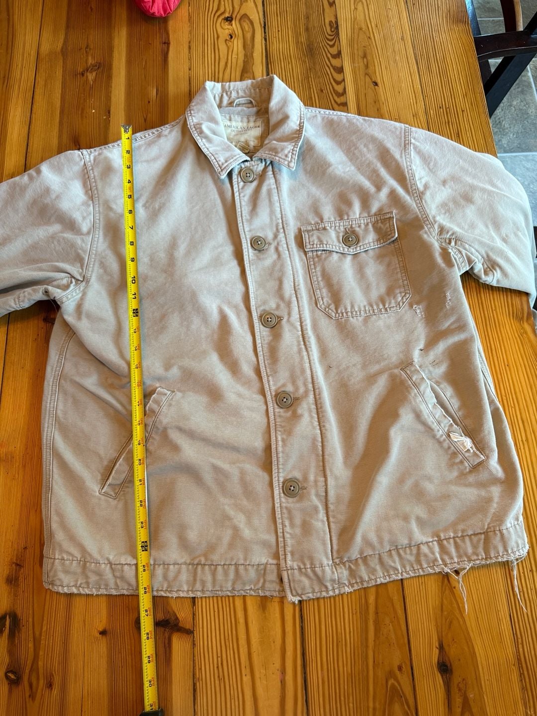 American Eagle Outfitters Canvas Jacket Size L Tan Utility Workwear 12