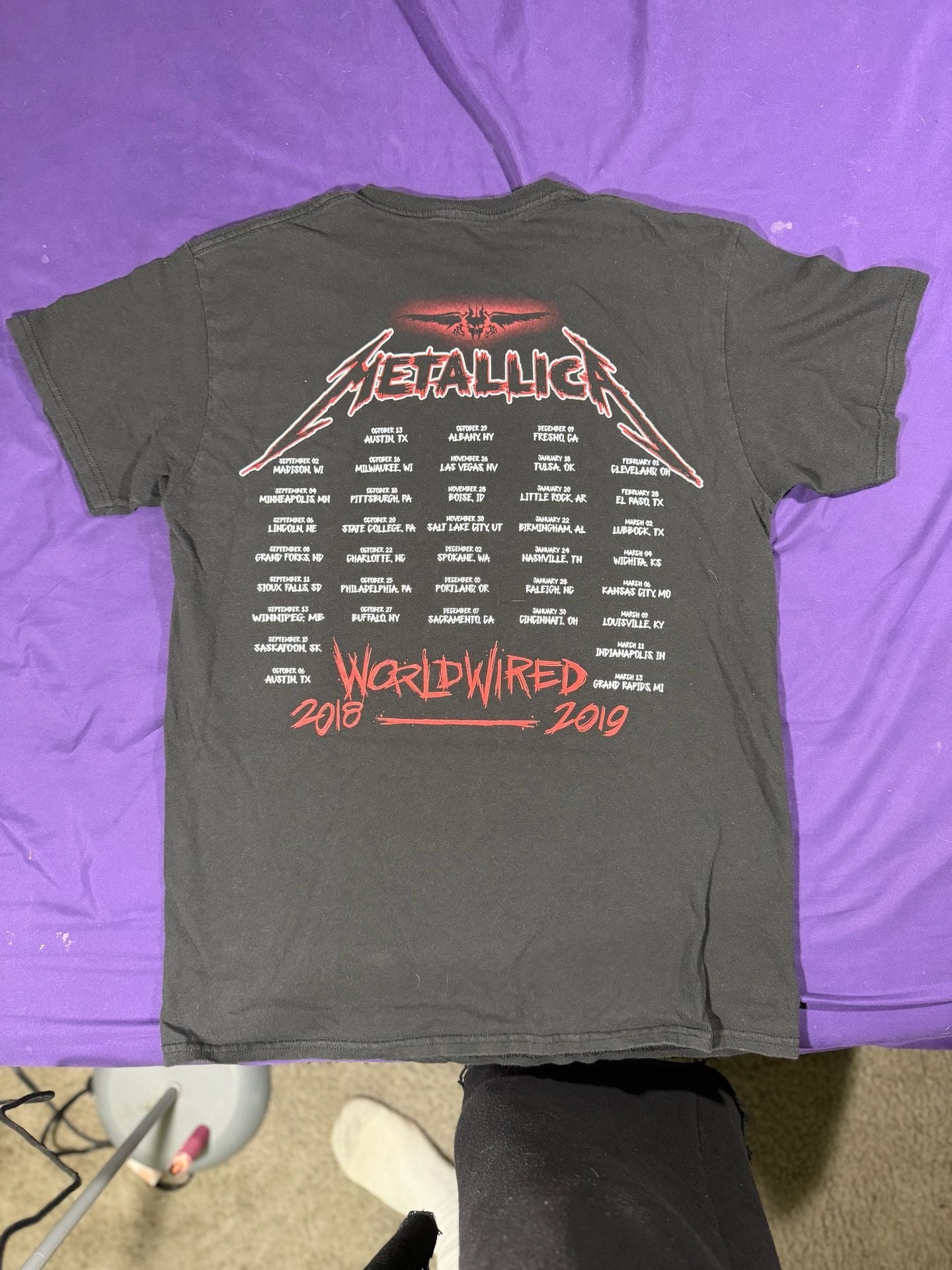 Metallica WorldWired Tour 2018-2019 T-Shirt Size M Black Band Concert Tee 4