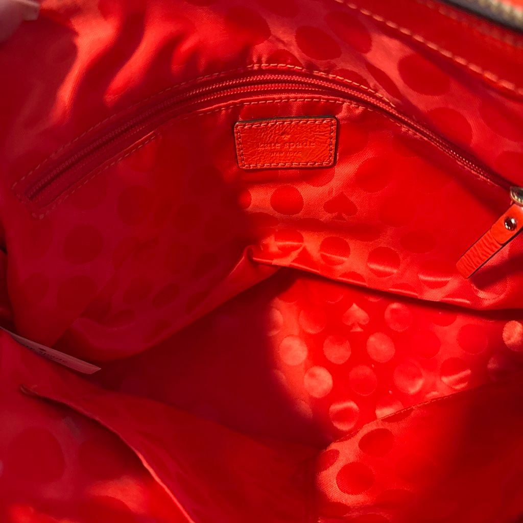 Kate Spade New York Orange and White Canvas Satchel Crossbody Bag 4