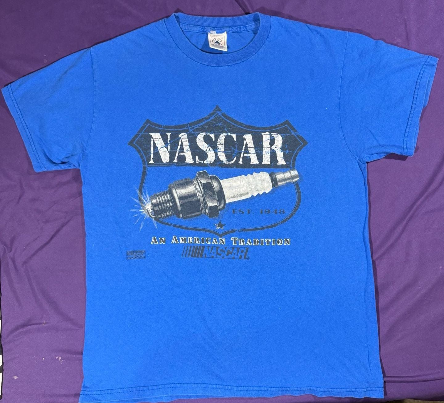 Delta NASCAR Spark Plug T-Shirt Size M Blue An American Tradition 2