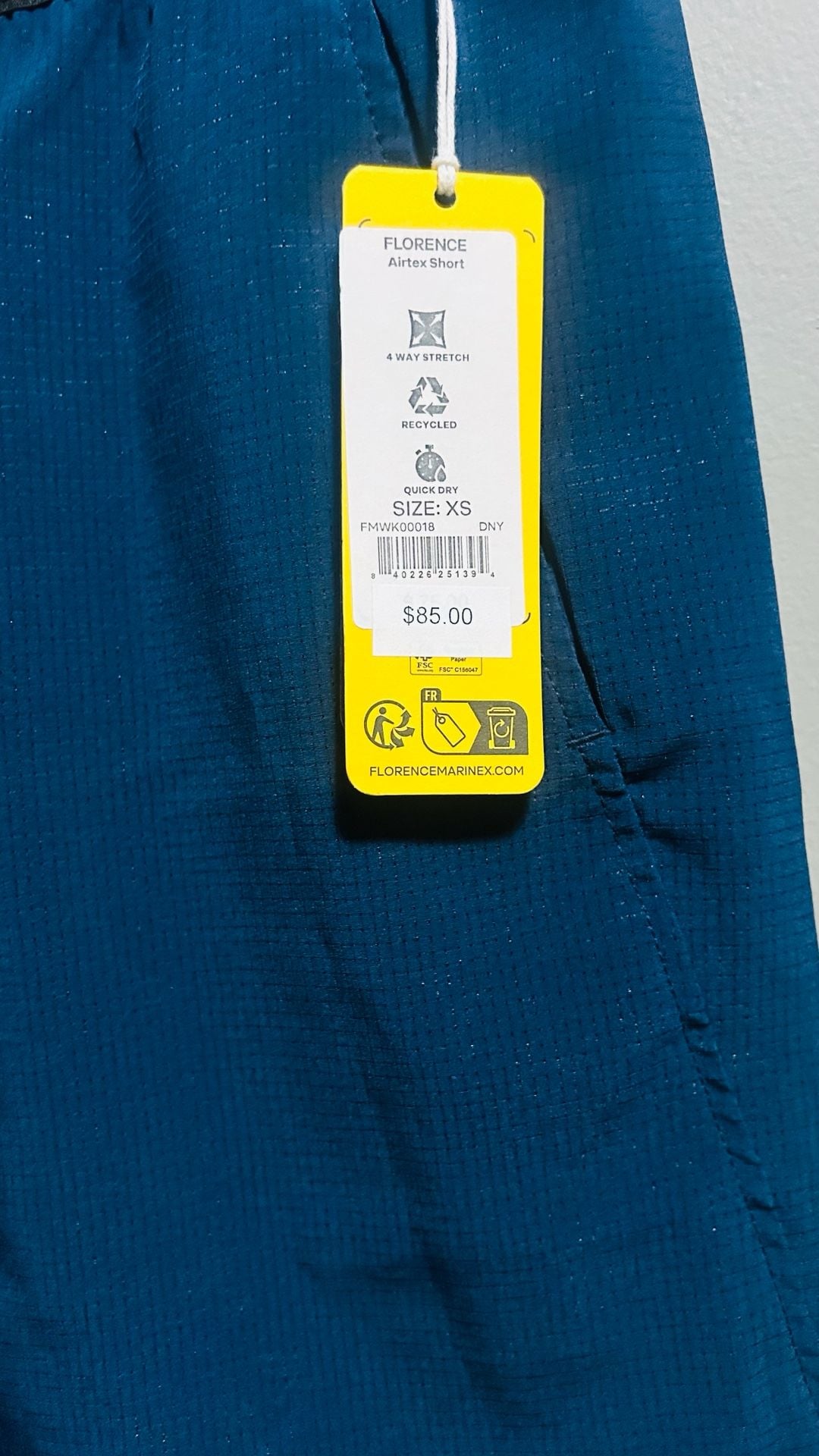 Florence Airtex Short Size XS Blue Athletic Drawstring. Pc 155 4