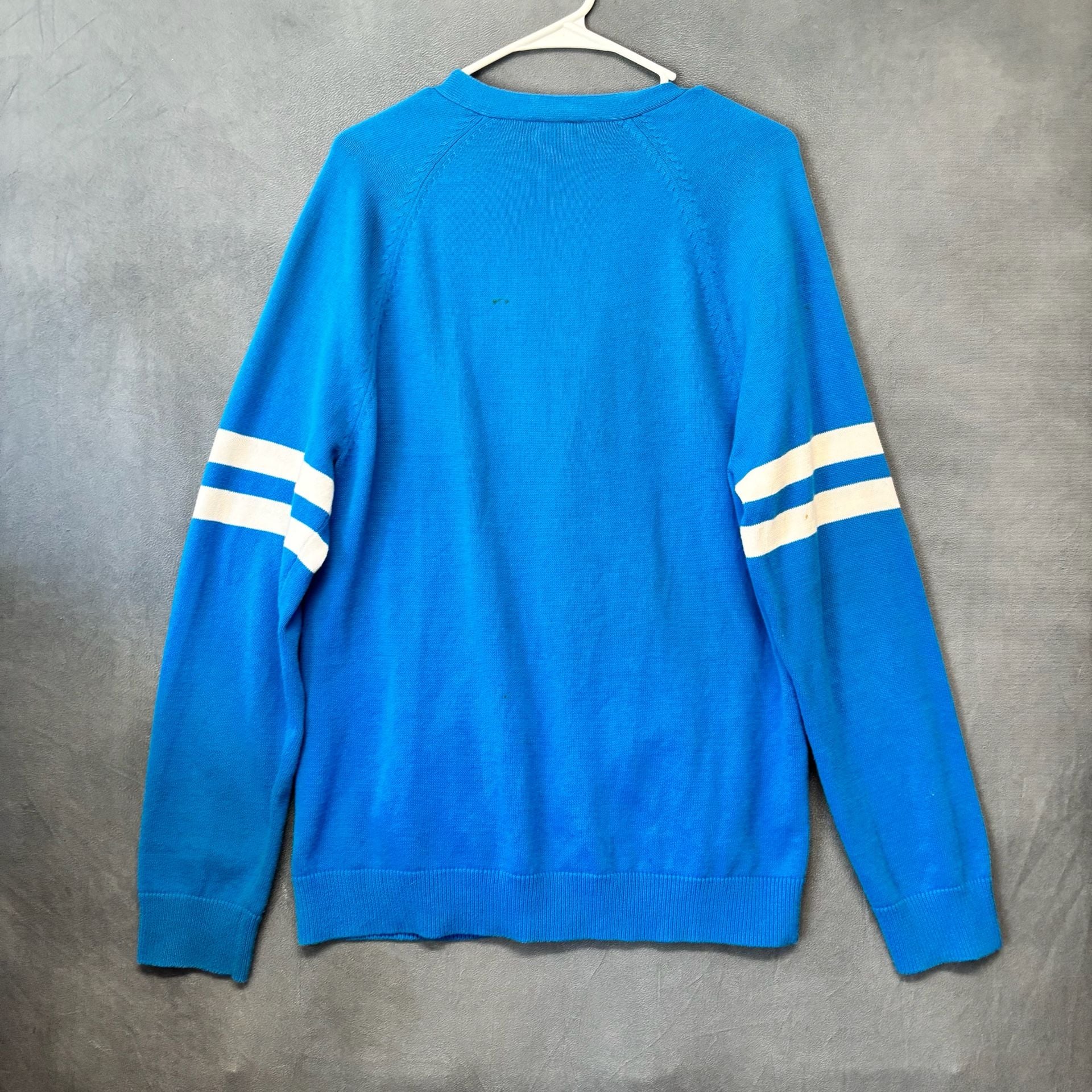 Express Cardigan Sweater Size L Blue Crest Patch Varsity READ!!! 13
