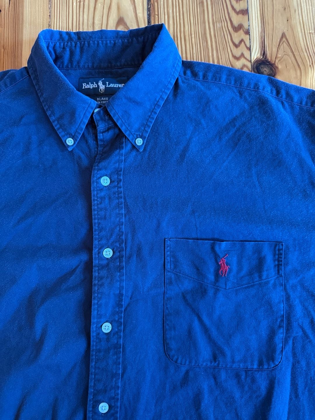 Ralph Lauren Blake Shirt XL Blue 100% Cotton Button Down 3