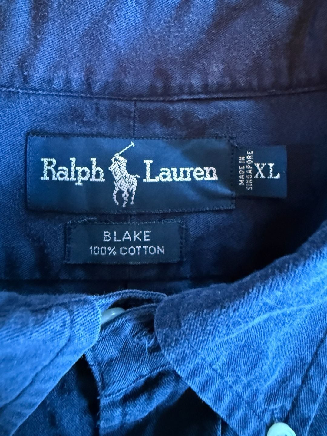 Ralph Lauren Blake Shirt XL Blue 100% Cotton Button Down 4