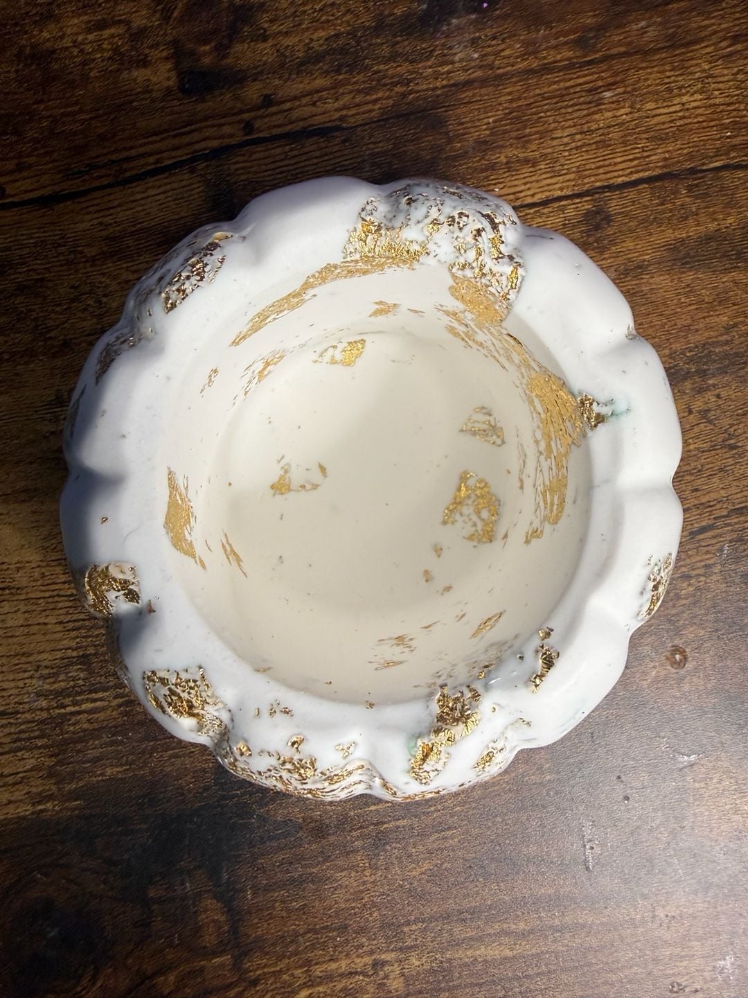 Handmade White And Gold Leaf Pumpkin Lidded Jar 2