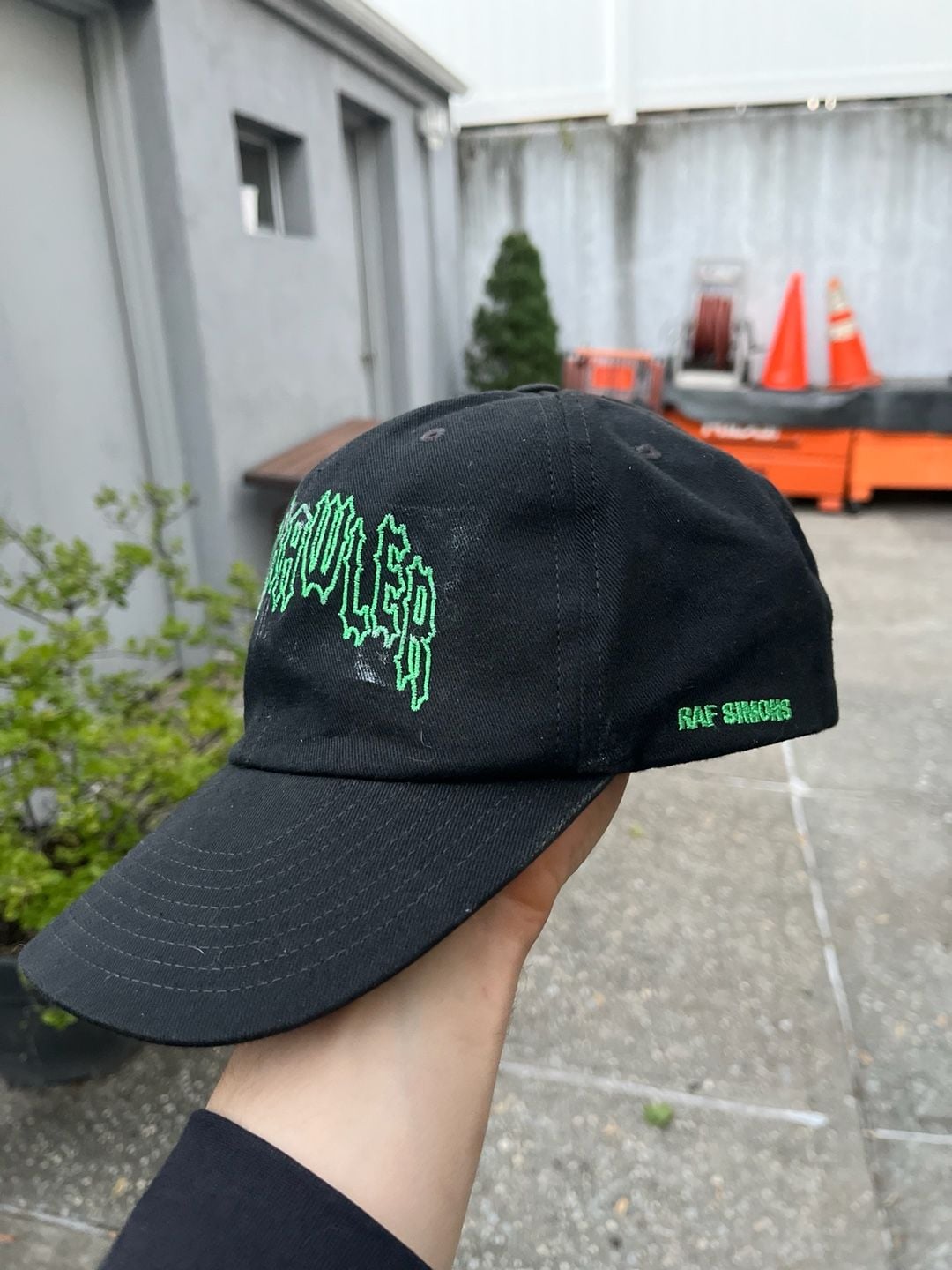 Raf Simons Grime Crawler SS22 Embroidered Logo Baseball Cap OS Black 3