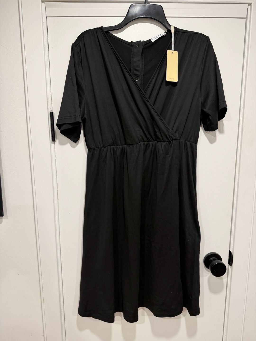 Ekouaer Maternity Nursing Labor Delivery Dress Size M Black 2