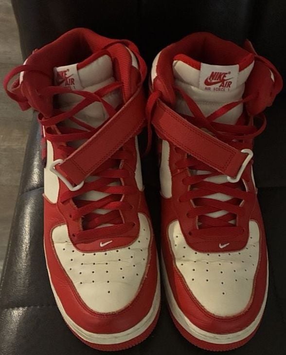 Nike Air Force 1 High Red Tartan Plaid Sneakers 5