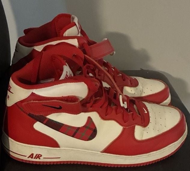 Nike Air Force 1 High Red Tartan Plaid Sneakers 2