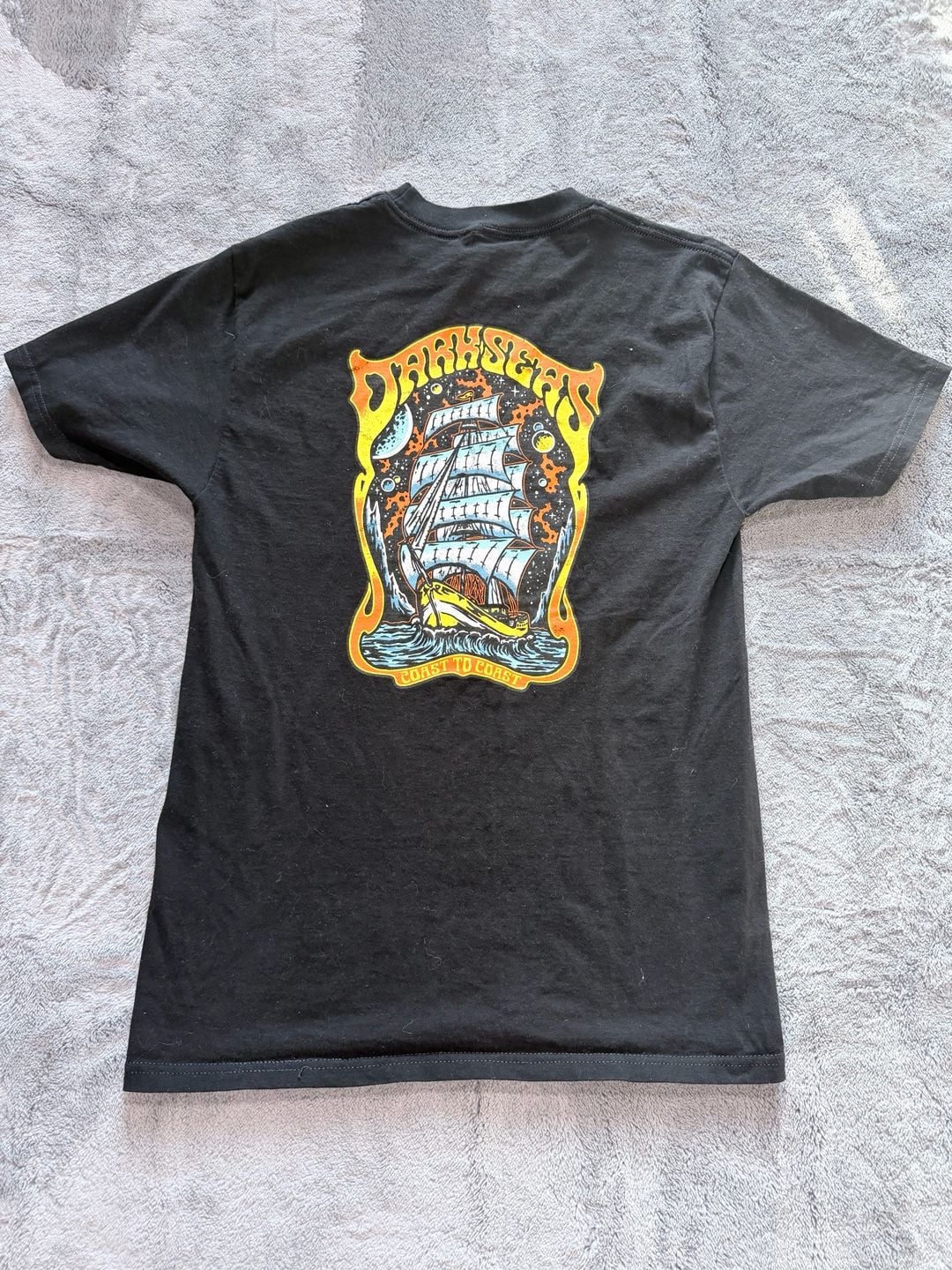 Dark Seas Coast To Coast Graphic T-Shirt Size S Black Cotton 7