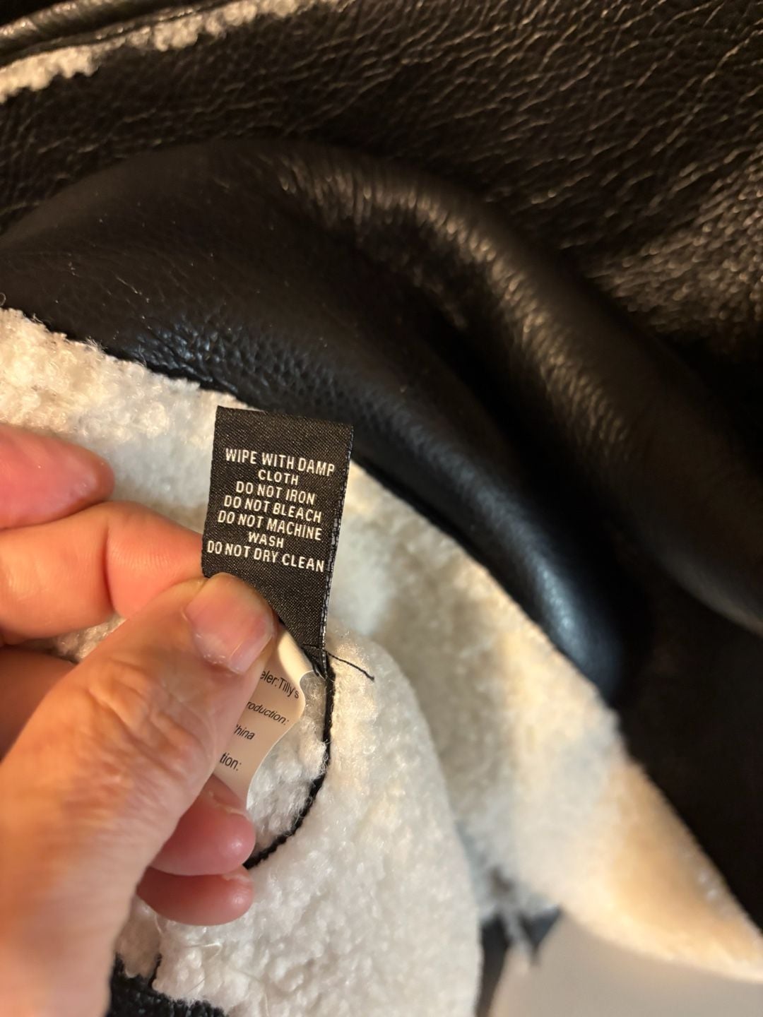 RSQ Faux Leather Sherpa Jacket Size L Black White 6