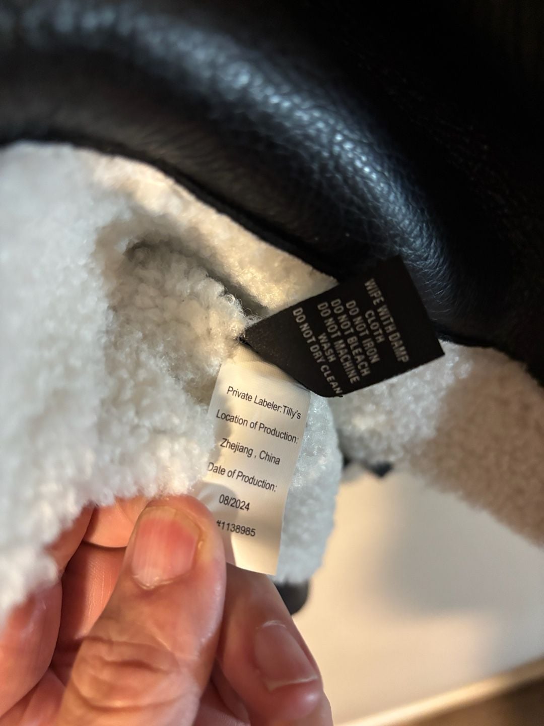 RSQ Faux Leather Sherpa Jacket Size L Black White 7