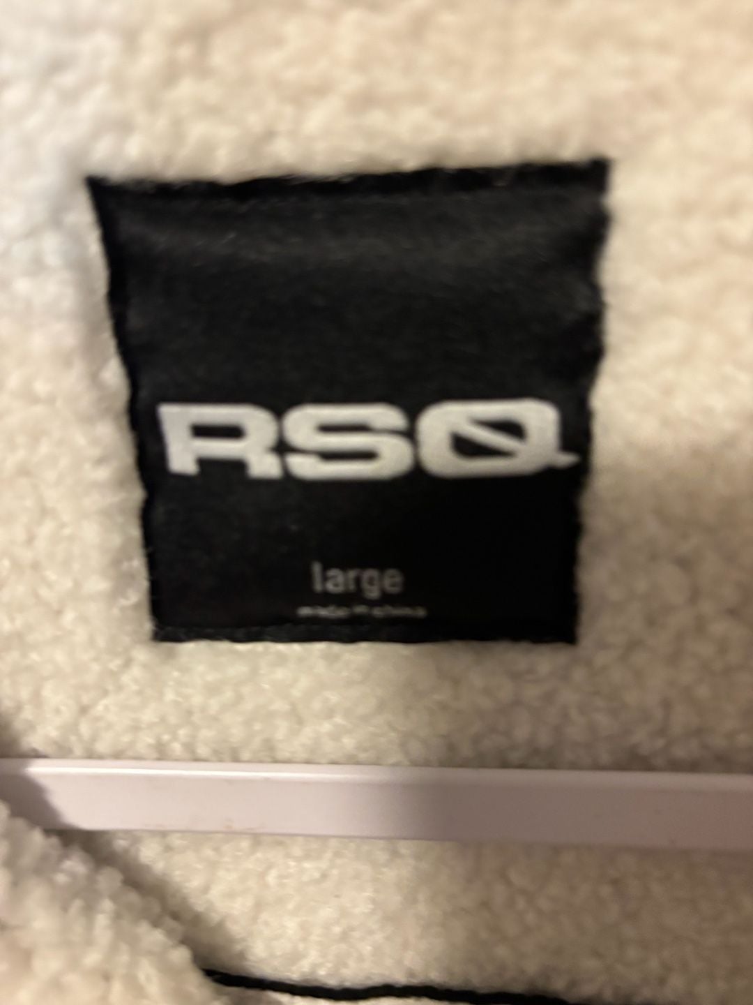 RSQ Faux Leather Sherpa Jacket Size L Black White 8