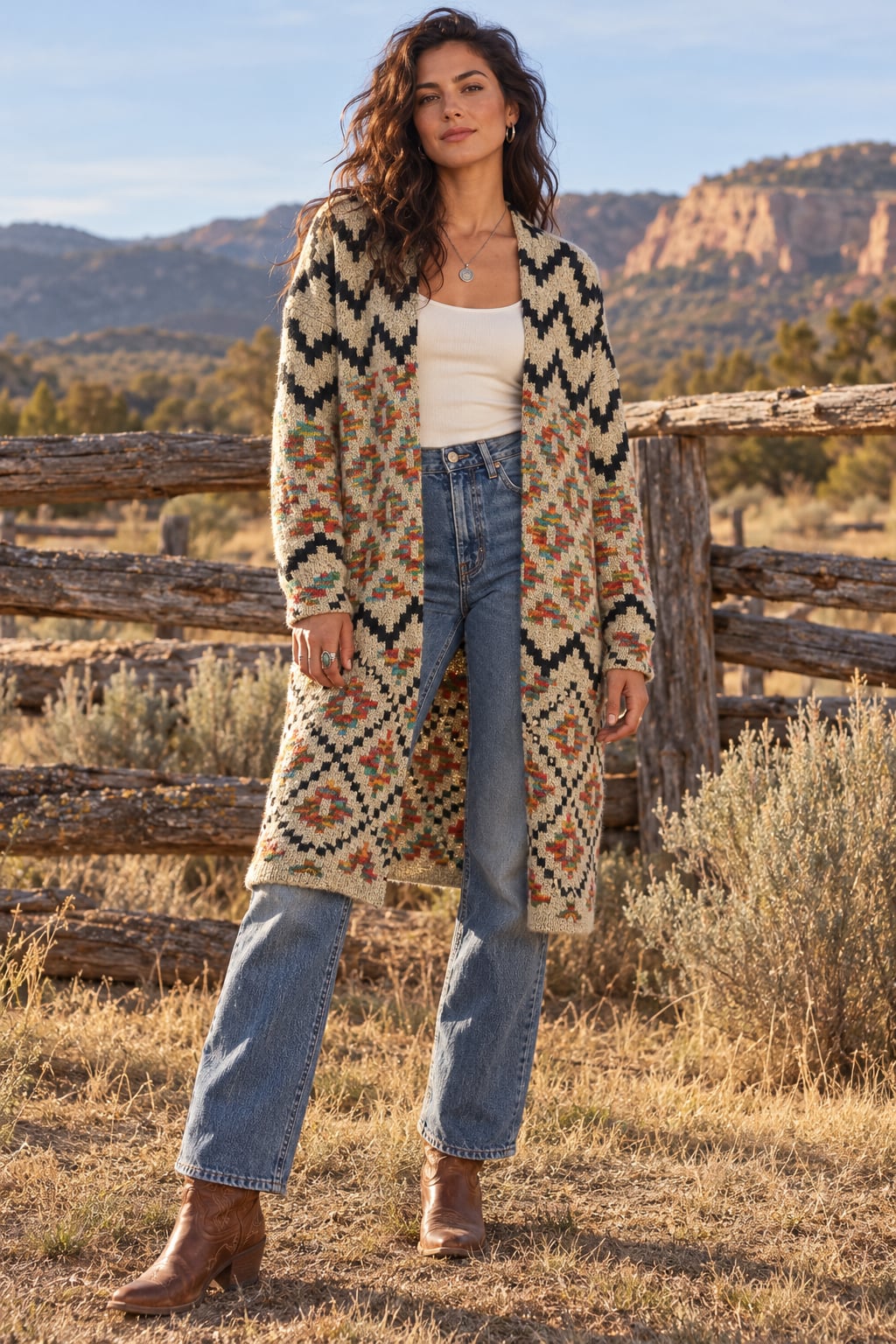 Debut Geometric Open Front Cardigan Small Multicolor Southwestern Western Boho 2