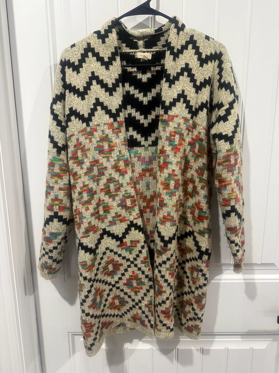 Debut Geometric Open Front Cardigan Small Multicolor Southwestern Western Boho 3