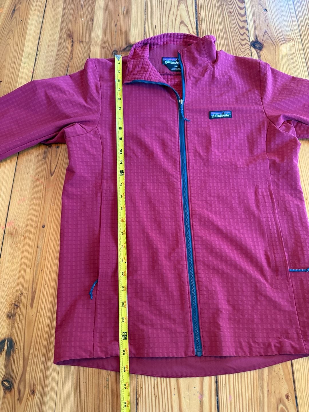 Patagonia Full Zip Jacket Size S Burgundy Grid Fleece 8