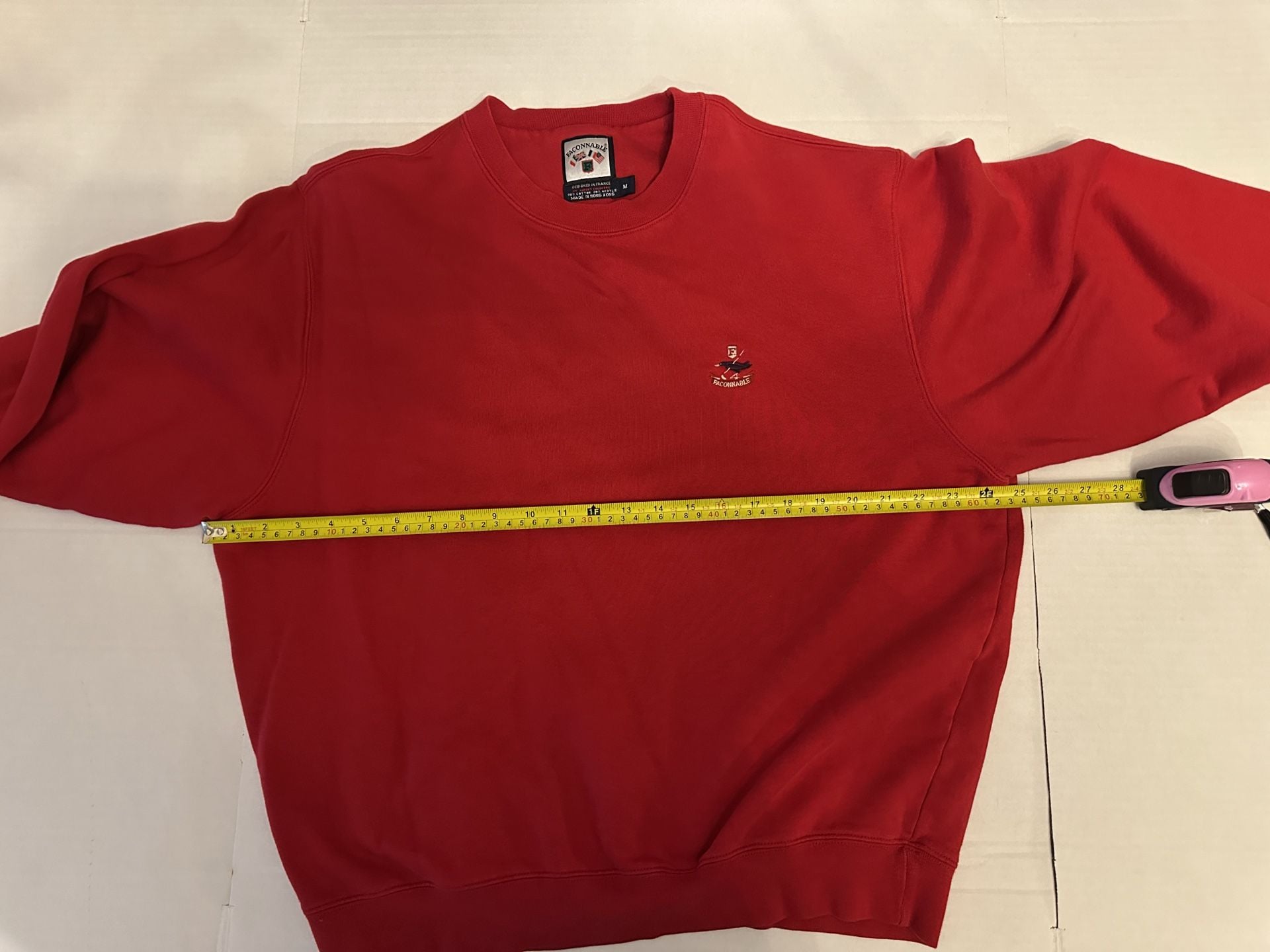 90’s Façonnable Sweatshirt Size M Red Embroidered Crest Cotton Blend 4