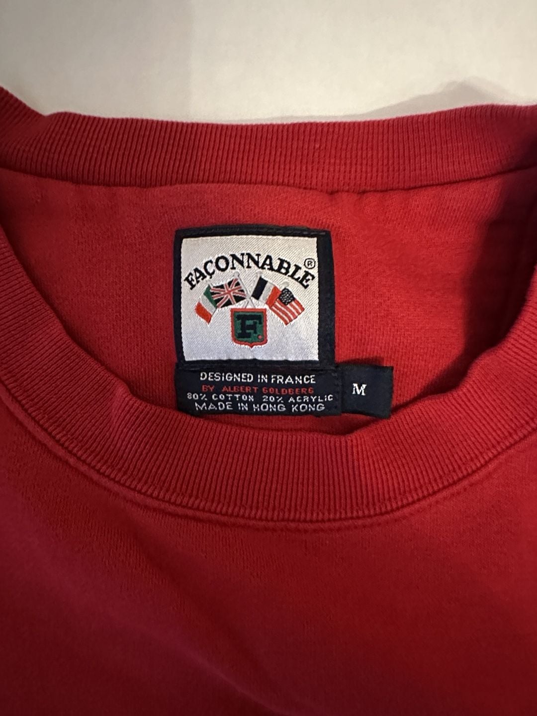 90’s Façonnable Sweatshirt Size M Red Embroidered Crest Cotton Blend 5
