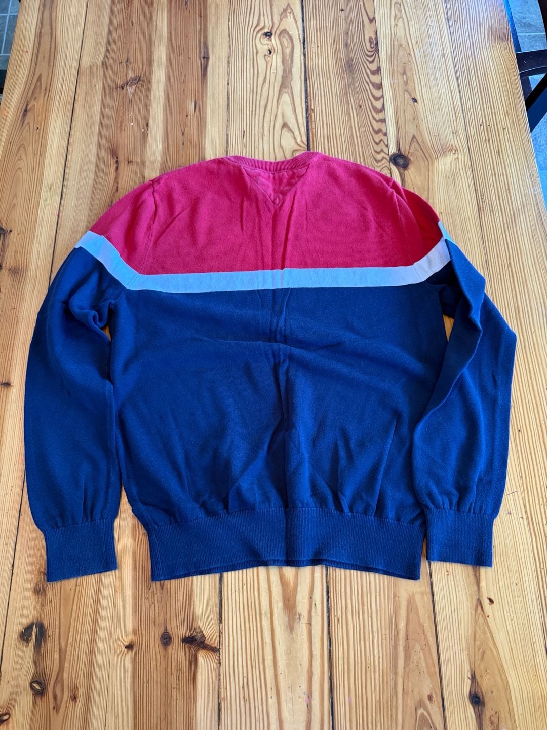 Tommy Hilfiger Logo Colorblock Sweater Size S/P Red White Blue 3