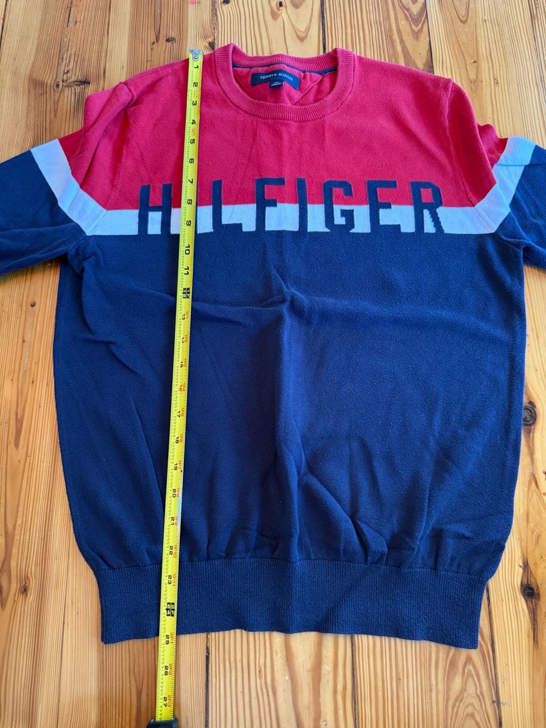 Tommy Hilfiger Logo Colorblock Sweater Size S/P Red White Blue 6