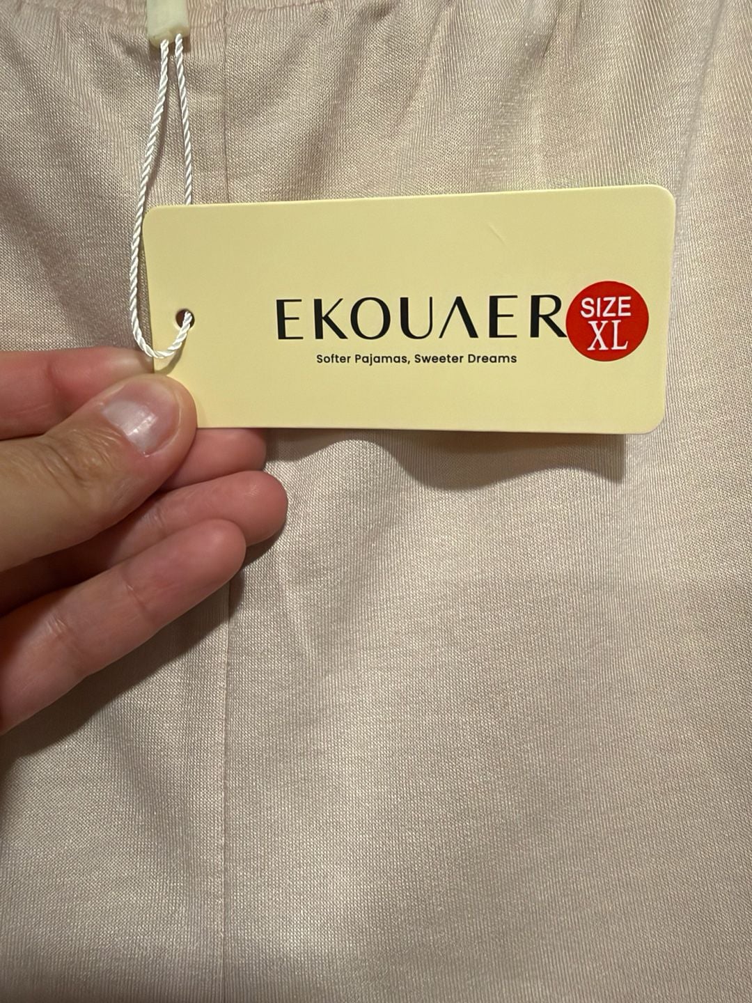 Ekouaer Pajama Set Size XL Beige V-Neck Shorts Loungewear 2