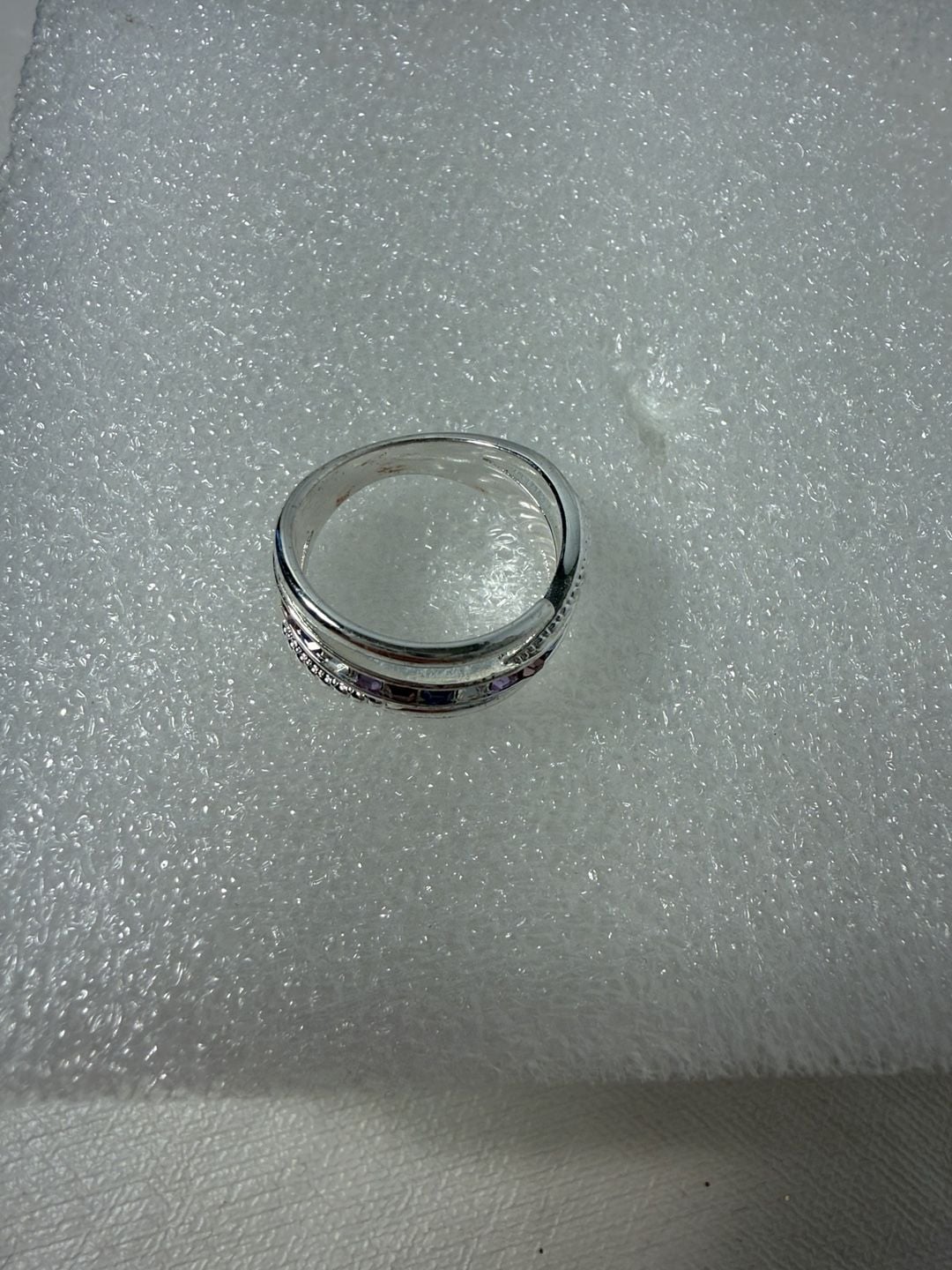 Unbranded Multi-Band Sterling Silver Ring with Purple and White Crystals 3