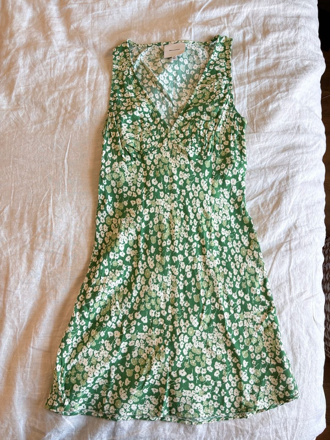 Reformation Calix Green Floral Mini Dress  13