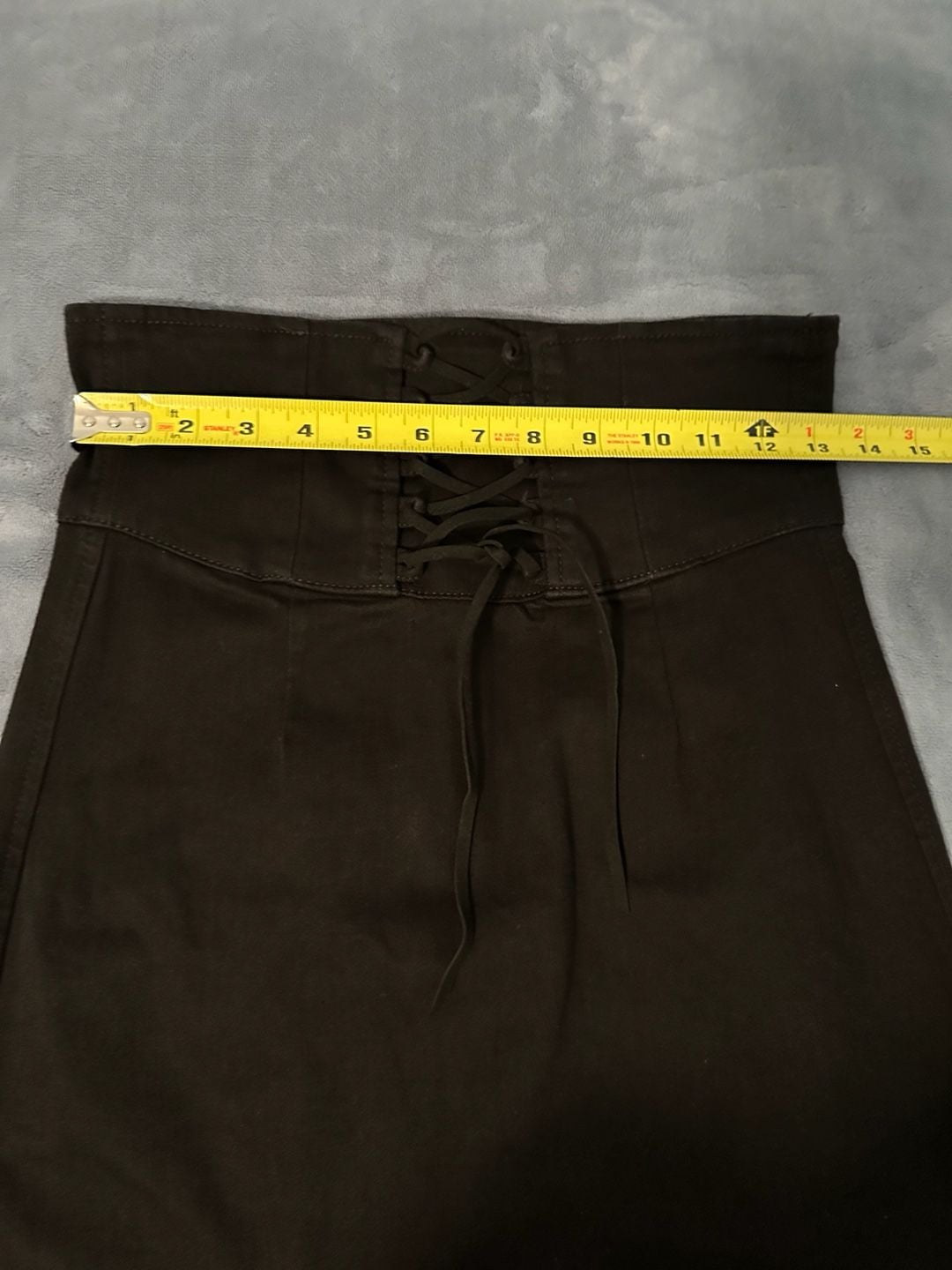 Express Corset Waist Denim Skirt Size 4 Black Lace-Up Mini Skirt 7