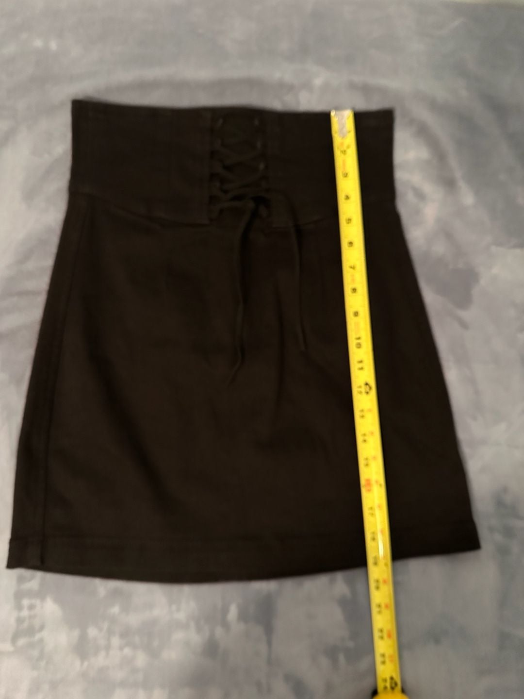 Express Corset Waist Denim Skirt Size 4 Black Lace-Up Mini Skirt 9