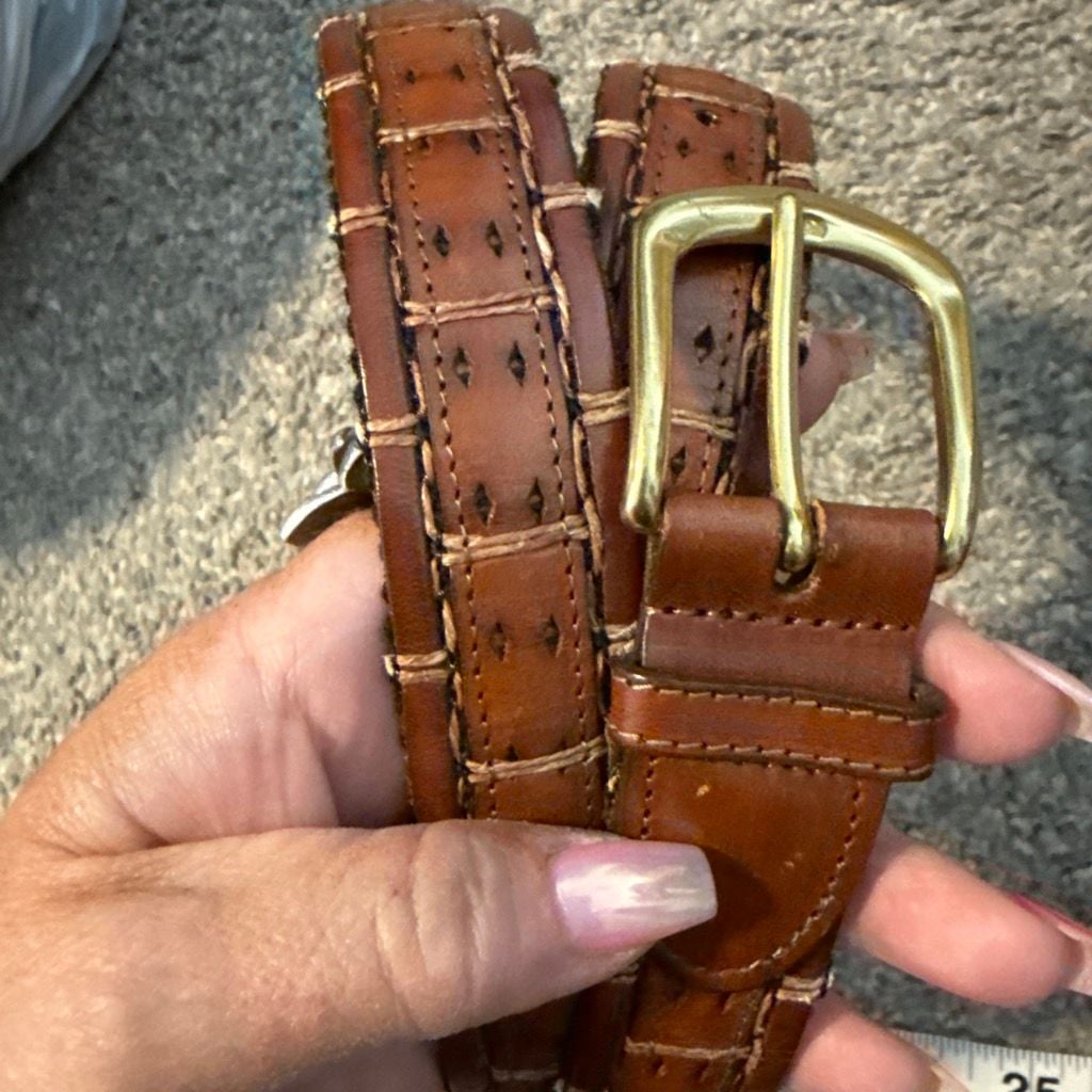 Johnston & Murphy Leather Belt Size 40 Brown Aniline Kipskin 1