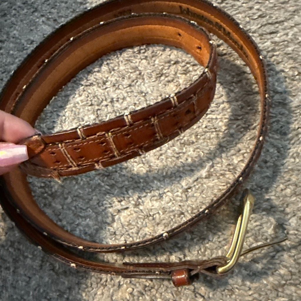 Johnston & Murphy Leather Belt Size 40 Brown Aniline Kipskin 2